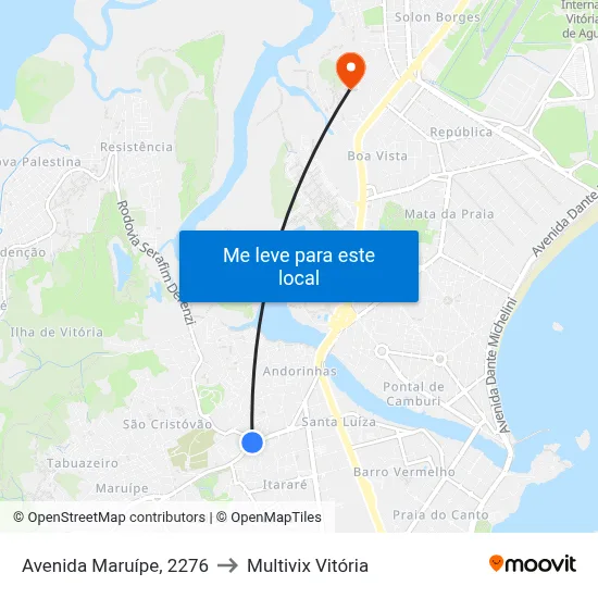 Avenida Maruípe, 2276 to Multivix Vitória map