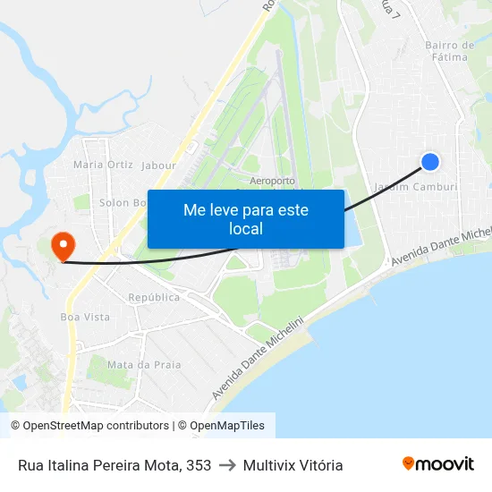 Rua Italina Pereira Mota, 353 to Multivix Vitória map