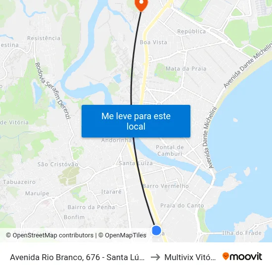 Avenida Rio Branco, 676 - Santa Lúcia to Multivix Vitória map