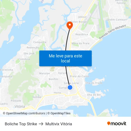 Boliche Top Strike to Multivix Vitória map