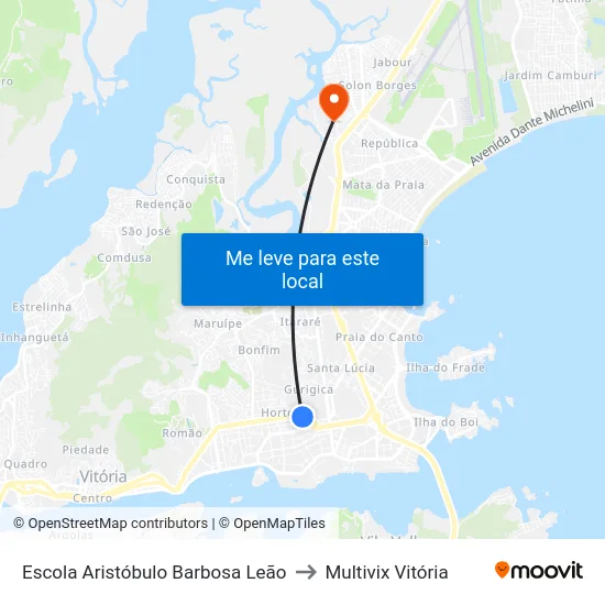Escola Aristóbulo Barbosa Leão to Multivix Vitória map