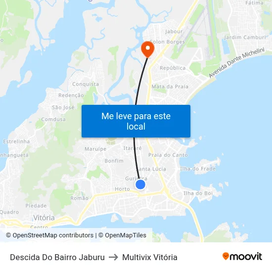 Descida Do Bairro Jaburu to Multivix Vitória map