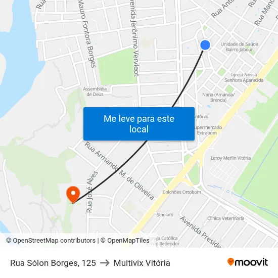 Rua Sólon Borges, 125 to Multivix Vitória map