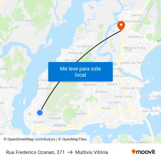 Rua Frederico Ozanan, 371 to Multivix Vitória map