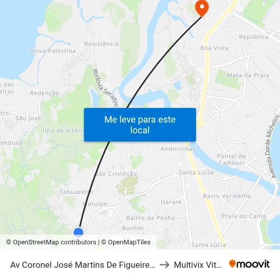 Av Coronel José Martins De Figueiredo, 38 to Multivix Vitória map