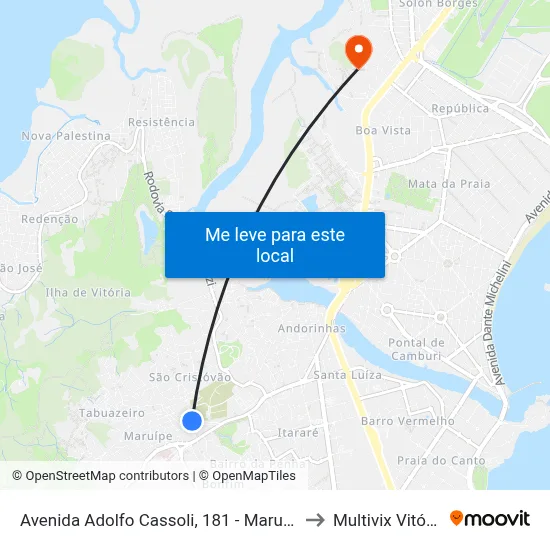 Avenida Adolfo Cassoli, 181 - Maruípe to Multivix Vitória map