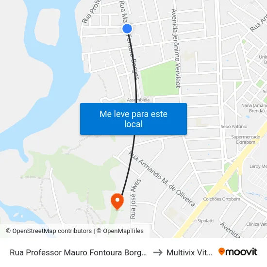 Rua Professor Mauro Fontoura Borges, 257 to Multivix Vitória map