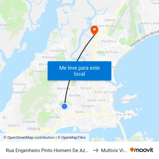 Rua Engenheiro Pinto Homem De Azevedo, 213 to Multivix Vitória map