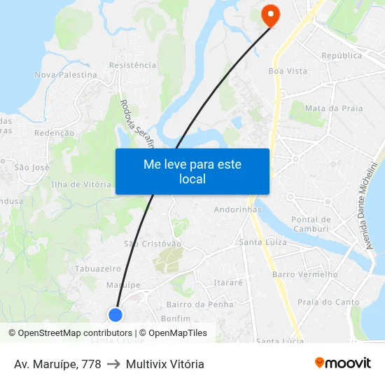 Av. Maruípe, 778 to Multivix Vitória map