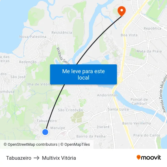 Tabuazeiro to Multivix Vitória map