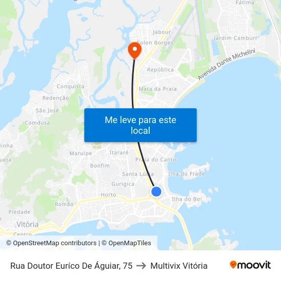 Rua Doutor Euríco De Águiar, 75 to Multivix Vitória map