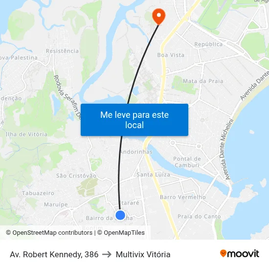 Av. Robert Kennedy, 386 to Multivix Vitória map