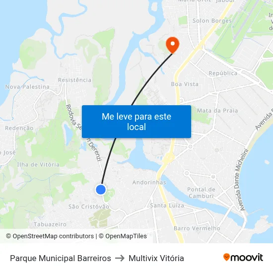 Parque Municipal Barreiros to Multivix Vitória map