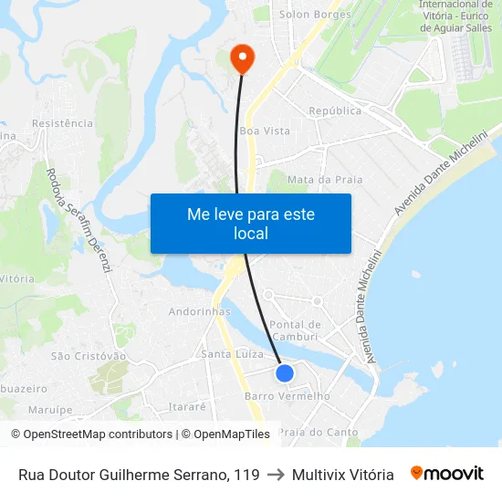 Rua Doutor Guilherme Serrano, 119 to Multivix Vitória map