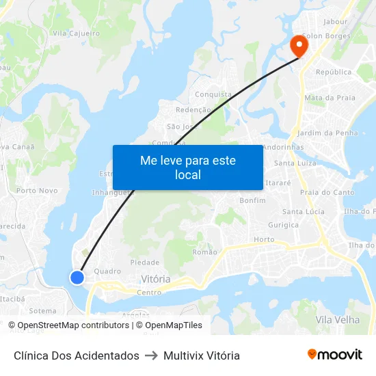 Clínica Dos Acidentados to Multivix Vitória map