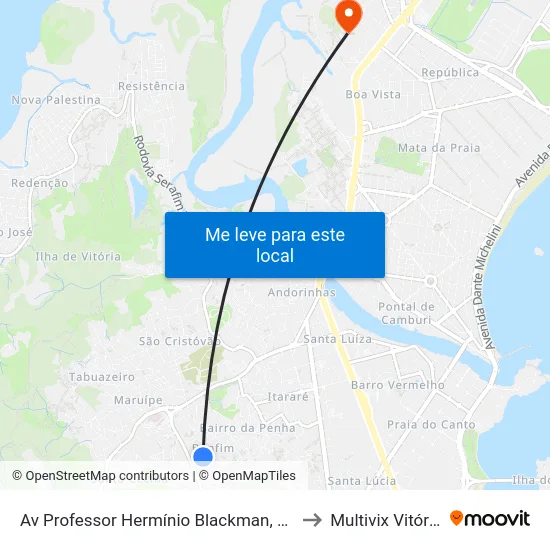 Av Professor Hermínio Blackman, 65 to Multivix Vitória map