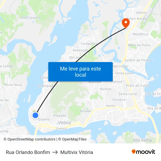 Rua Orlando Bonfim to Multivix Vitória map