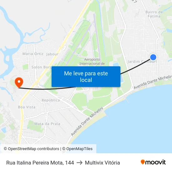 Rua Italina Pereira Mota, 144 to Multivix Vitória map