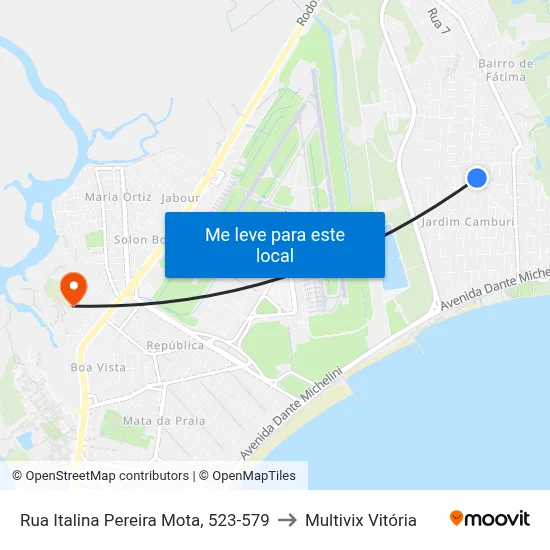 Rua Italina Pereira Mota, 523-579 to Multivix Vitória map