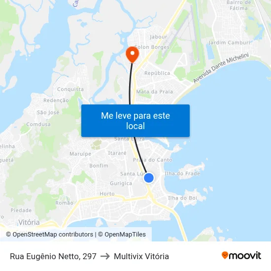 Rua Eugênio Netto, 297 to Multivix Vitória map