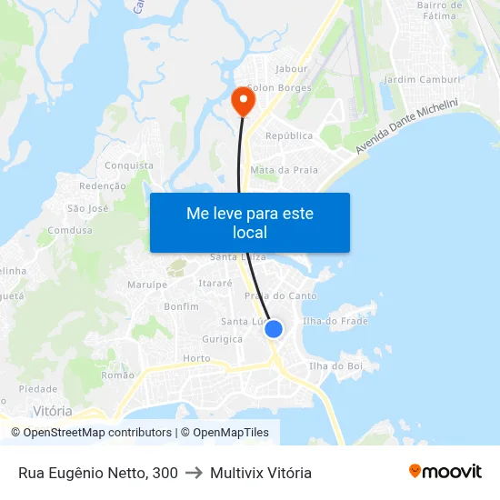 Rua Eugênio Netto, 300 to Multivix Vitória map