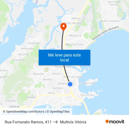 Rua Fortunato Ramos, 411 to Multivix Vitória map