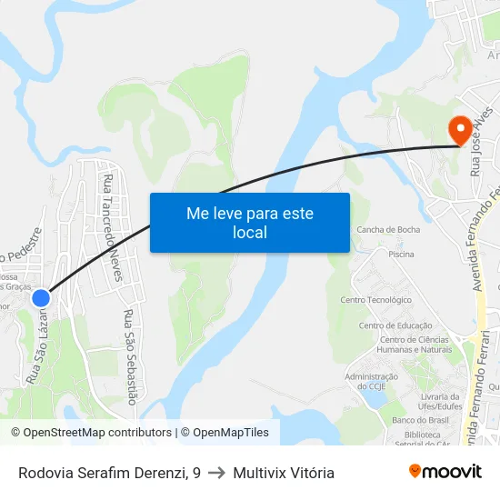Rodovia Serafim Derenzi, 9 to Multivix Vitória map