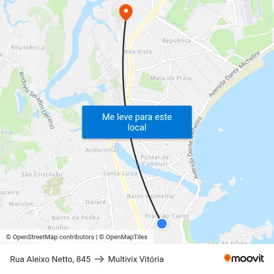 Rua Aleixo Netto, 845 to Multivix Vitória map