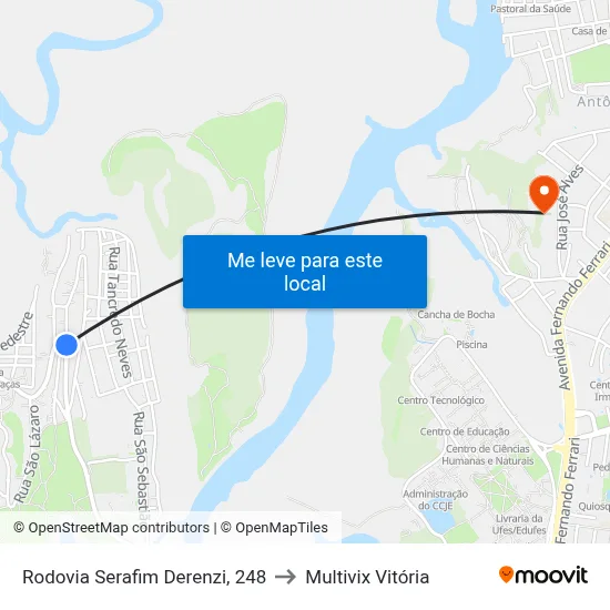 Rodovia Serafim Derenzi, 248 to Multivix Vitória map