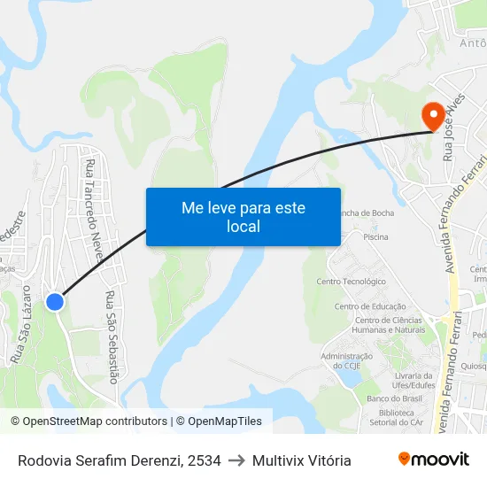 Rodovia Serafim Derenzi, 2534 to Multivix Vitória map