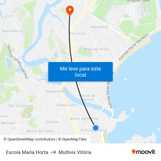 Escola Maria Horta to Multivix Vitória map