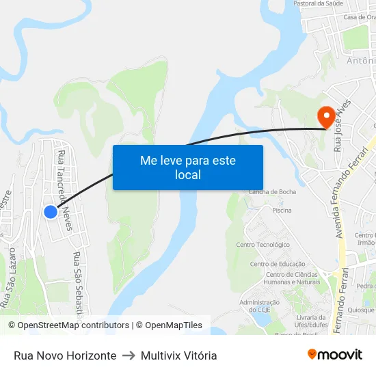 Rua Novo Horizonte to Multivix Vitória map