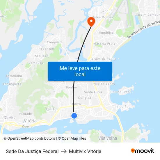 Sede Da Justiça Federal to Multivix Vitória map