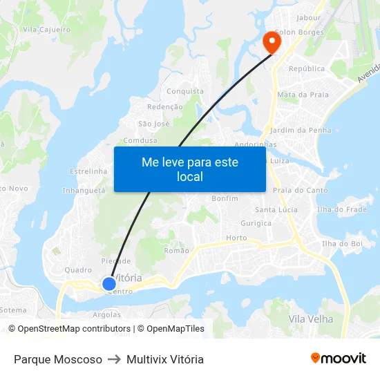 Parque Moscoso to Multivix Vitória map