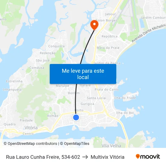 Rua Lauro Cunha Freire, 534-602 to Multivix Vitória map
