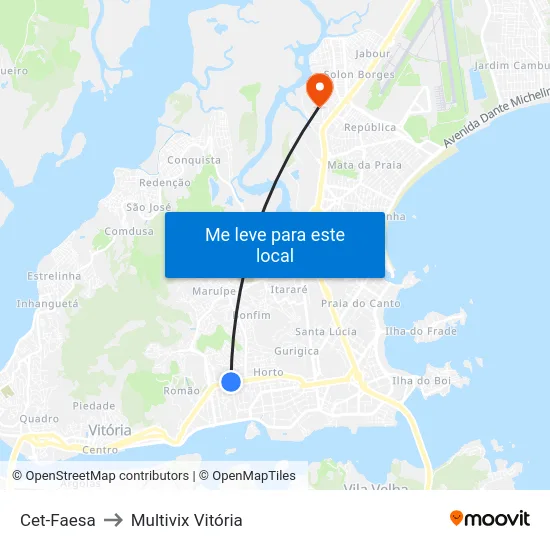 Cet-Faesa to Multivix Vitória map