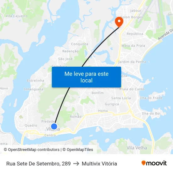 Rua Sete De Setembro, 289 to Multivix Vitória map