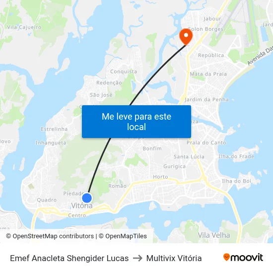 Emef Anacleta Shengider Lucas to Multivix Vitória map