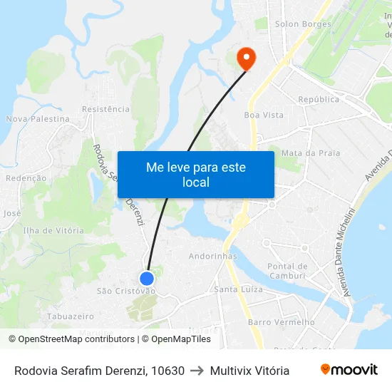 Rodovia Serafim Derenzi, 10630 to Multivix Vitória map