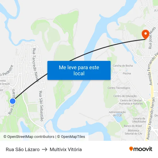 Rua São Lázaro to Multivix Vitória map