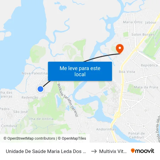Unidade De Saúde Maria Leda Dos Santos to Multivix Vitória map