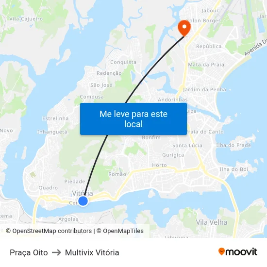 Praça Oito to Multivix Vitória map