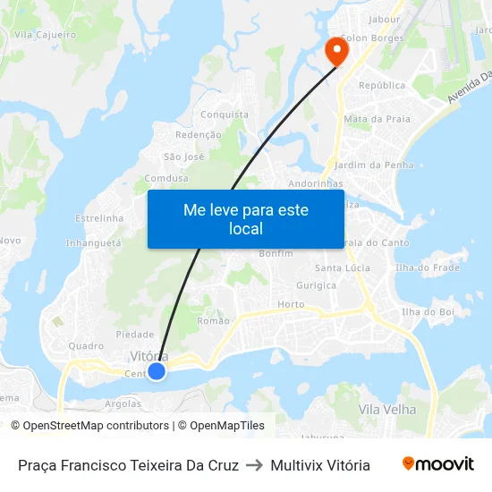 Praça Francisco Teixeira Da Cruz to Multivix Vitória map