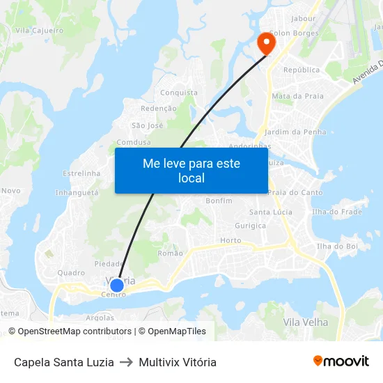 Capela Santa Luzia to Multivix Vitória map