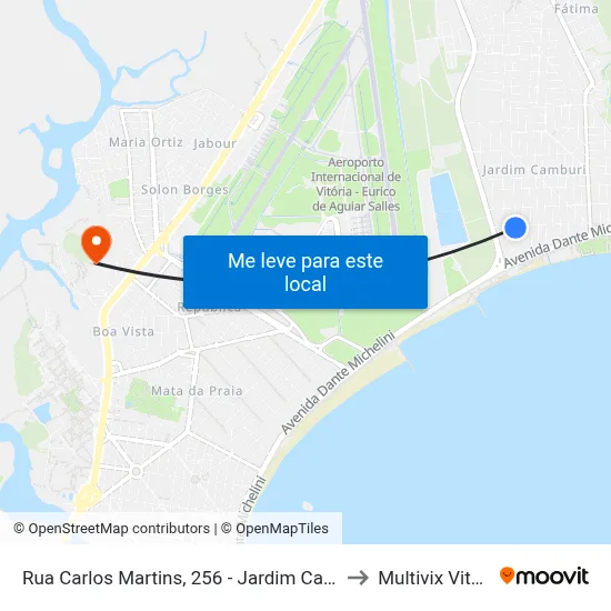 Rua Carlos Martins, 256 - Jardim Camburi to Multivix Vitória map