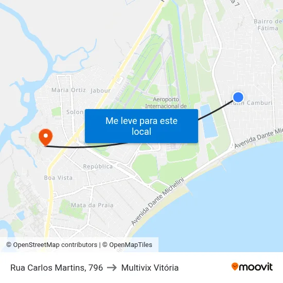 Rua Carlos Martins, 796 to Multivix Vitória map