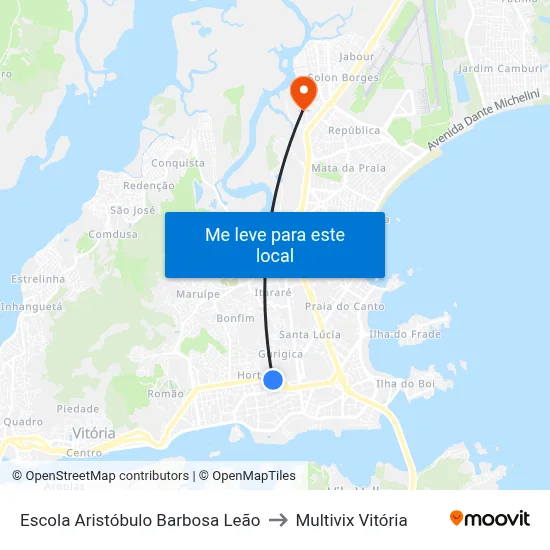 Escola Aristóbulo Barbosa Leão to Multivix Vitória map