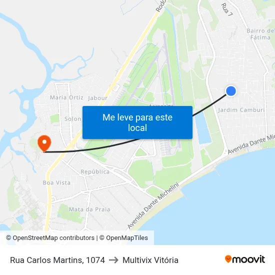 Rua Carlos Martins, 1074 to Multivix Vitória map