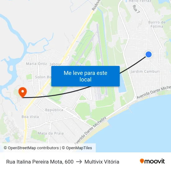Rua Italina Pereira Mota, 600 to Multivix Vitória map