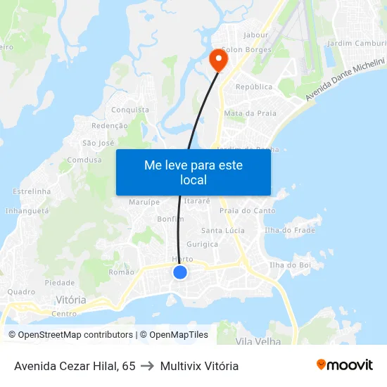 Avenida Cezar Hilal, 65 to Multivix Vitória map